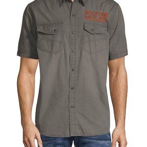 Affliction Live Fast Prospect Patch Mens Short Sleeve Button Up L